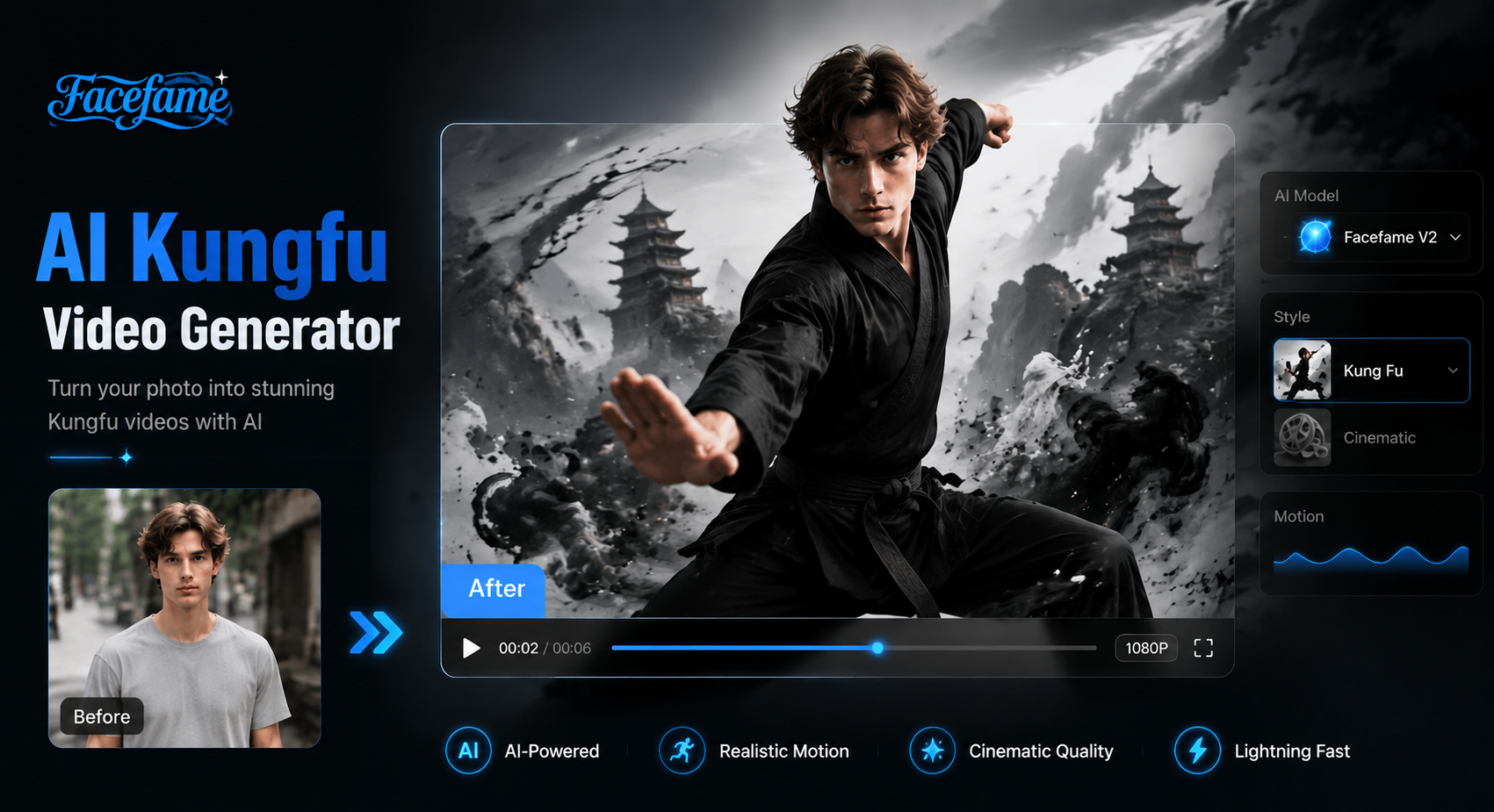 KI-Kungfu-Video-Generator | Erstellen Sie Kampfkunstvideos mit KI