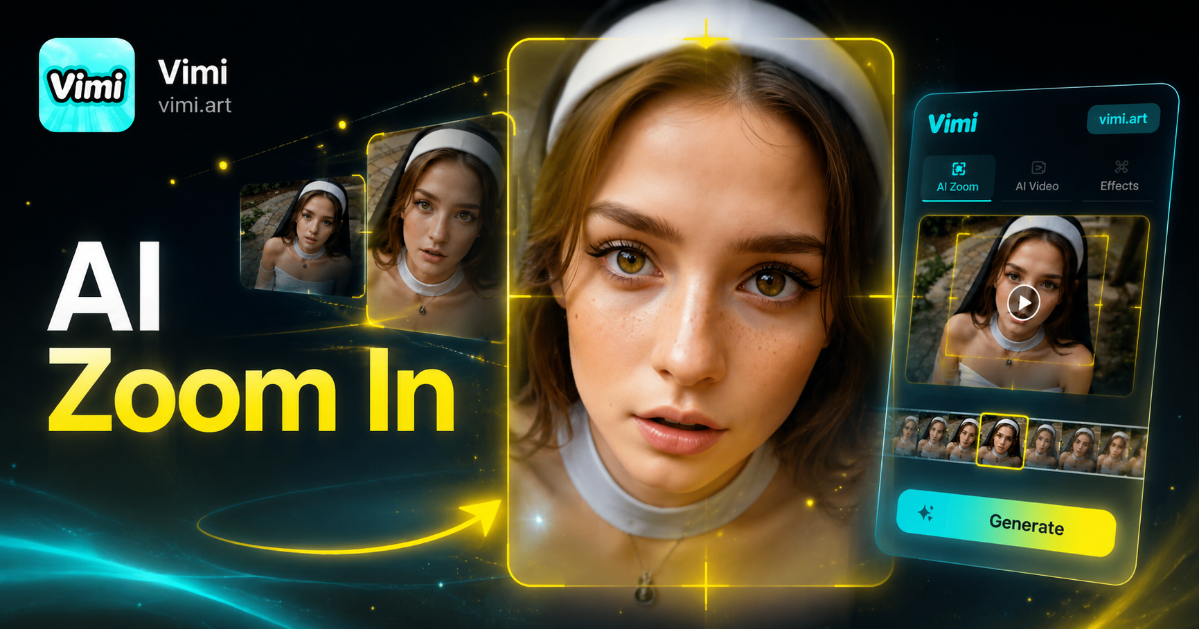 Efecto de Zoom en Video Vimi AI: Añade Acercamientos Dramáticos a Tus Vídeos