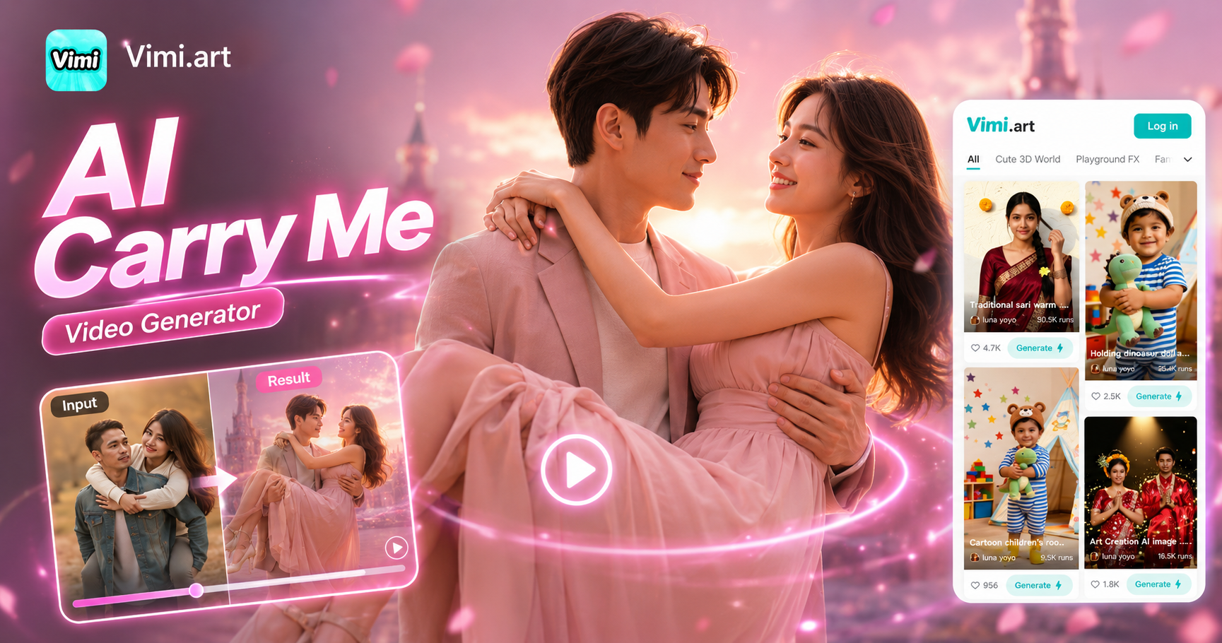 Vimi AI Carry Me Video Generator: Bringen Sie Ihre Fotos zum Leben
