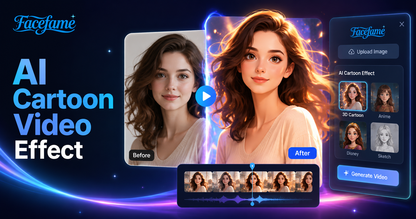 KI Cartoon Video Effect Generator mit Facefame App