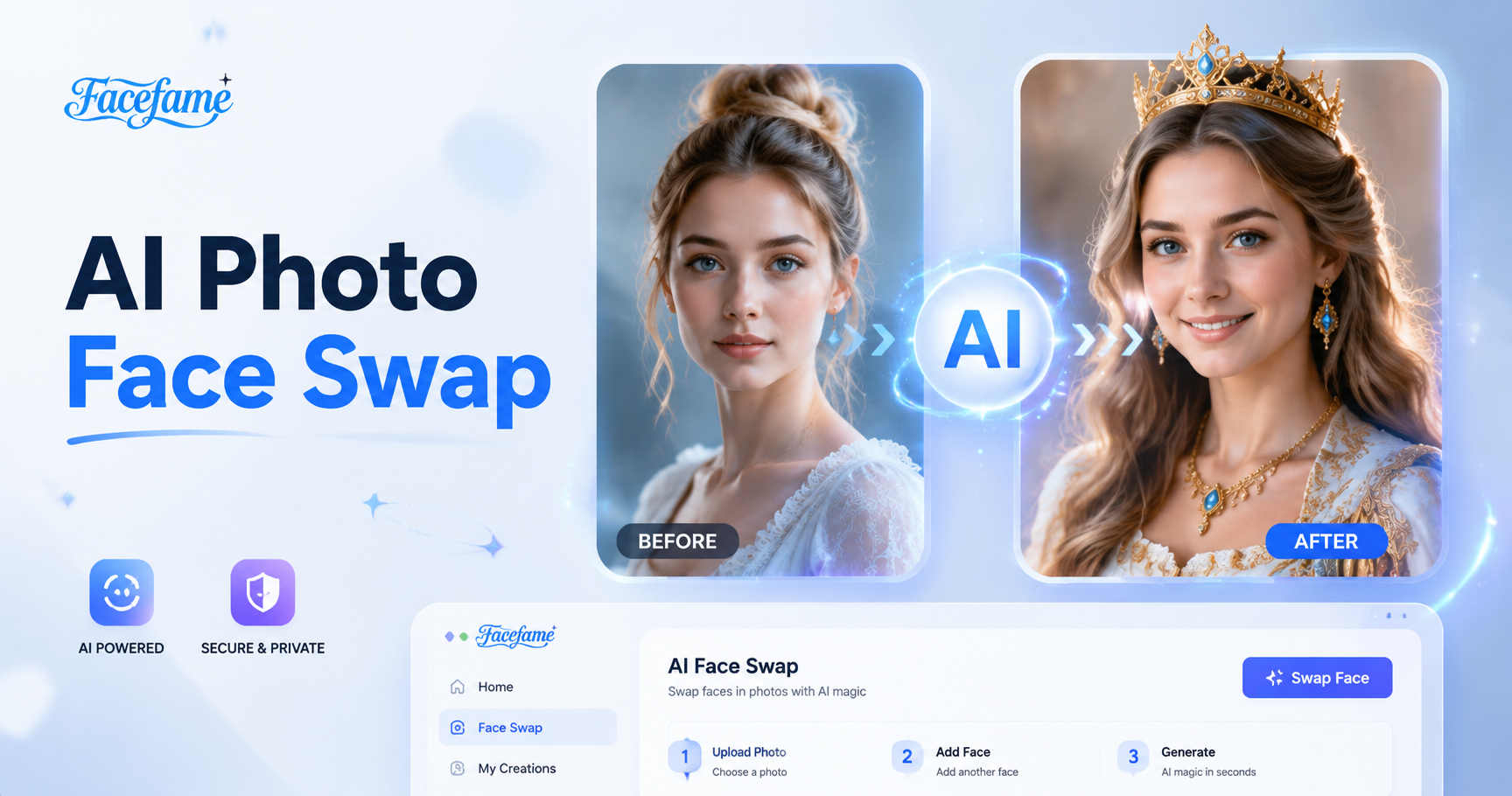 App de Intercambio de Caras con IA Facefame Intercambio Instantáneo en Fotos