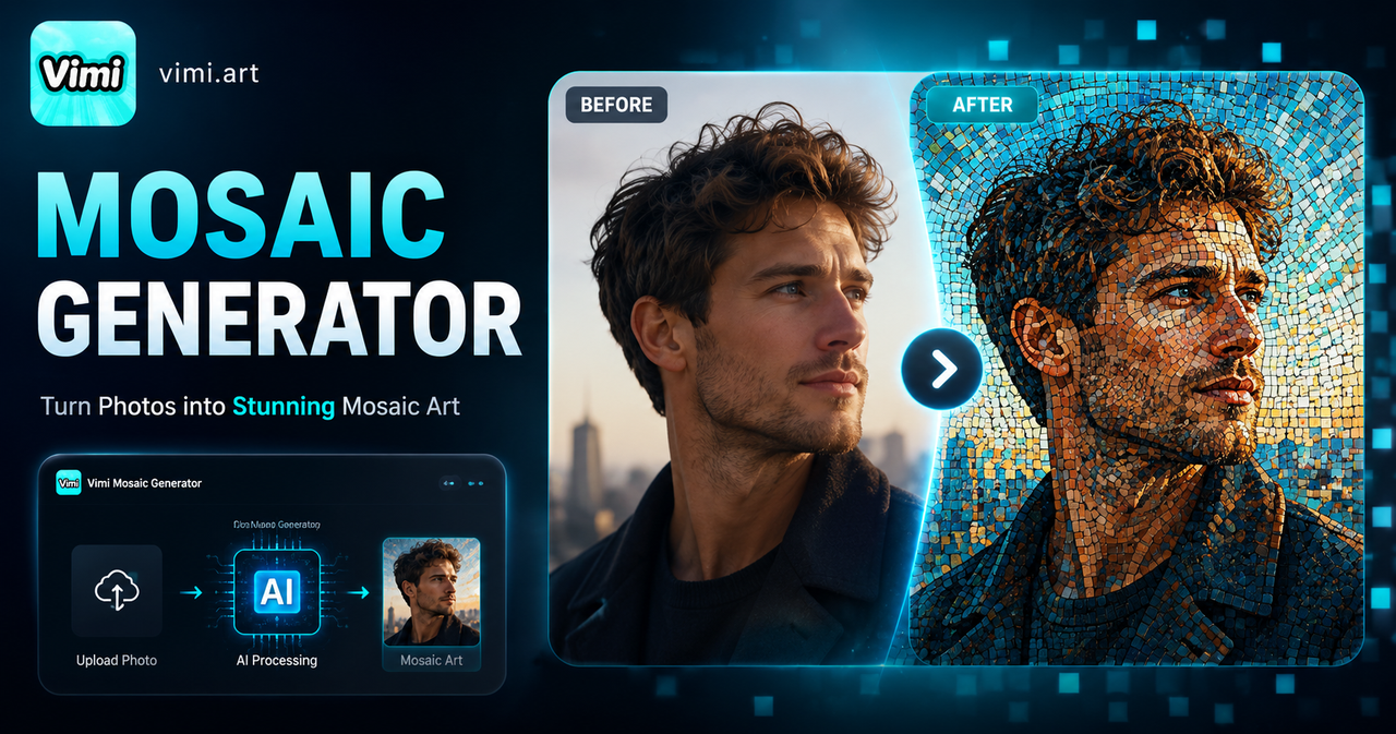 Mosaikbild-Generator|Erstellen Sie professionelle Mosaikbilder mit Vimi