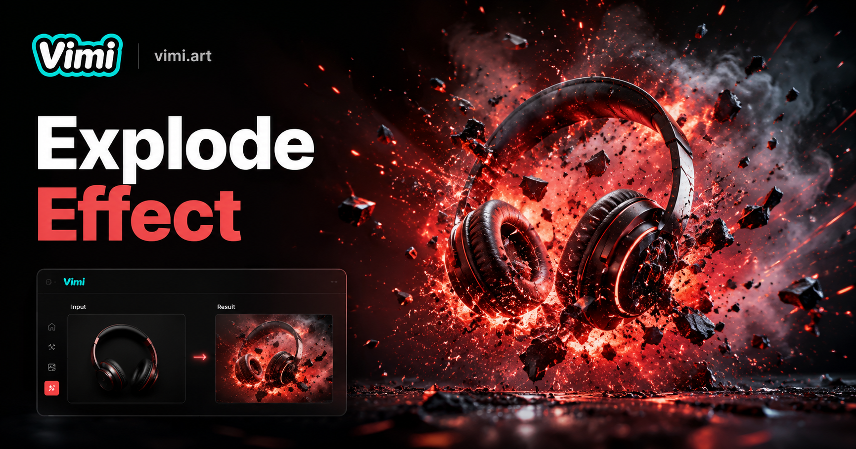 Create An AI Explode Effect photo From Text With Vimi App