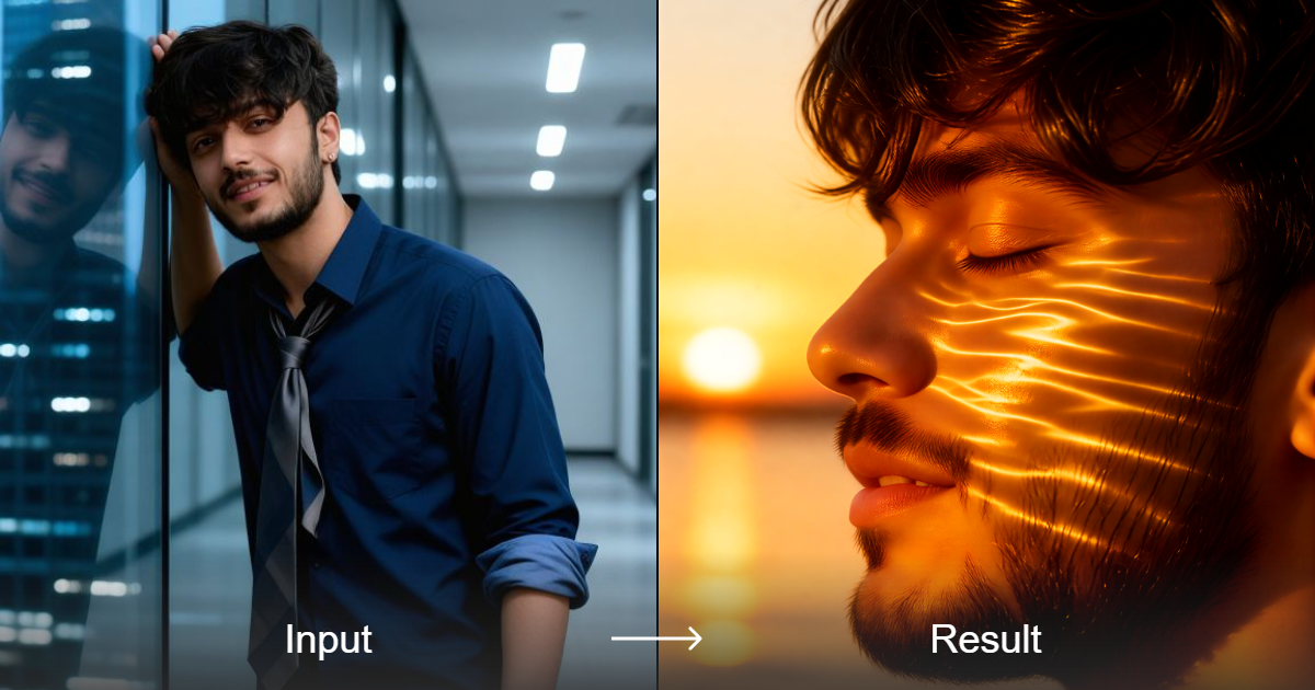 Sunset Caustic Face AI Filter: Create Golden Watermark Faces with ...