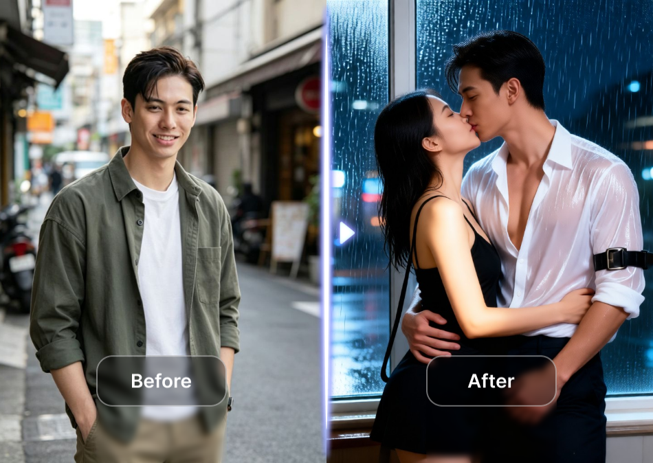 AI Edit Wajah before and after transformation