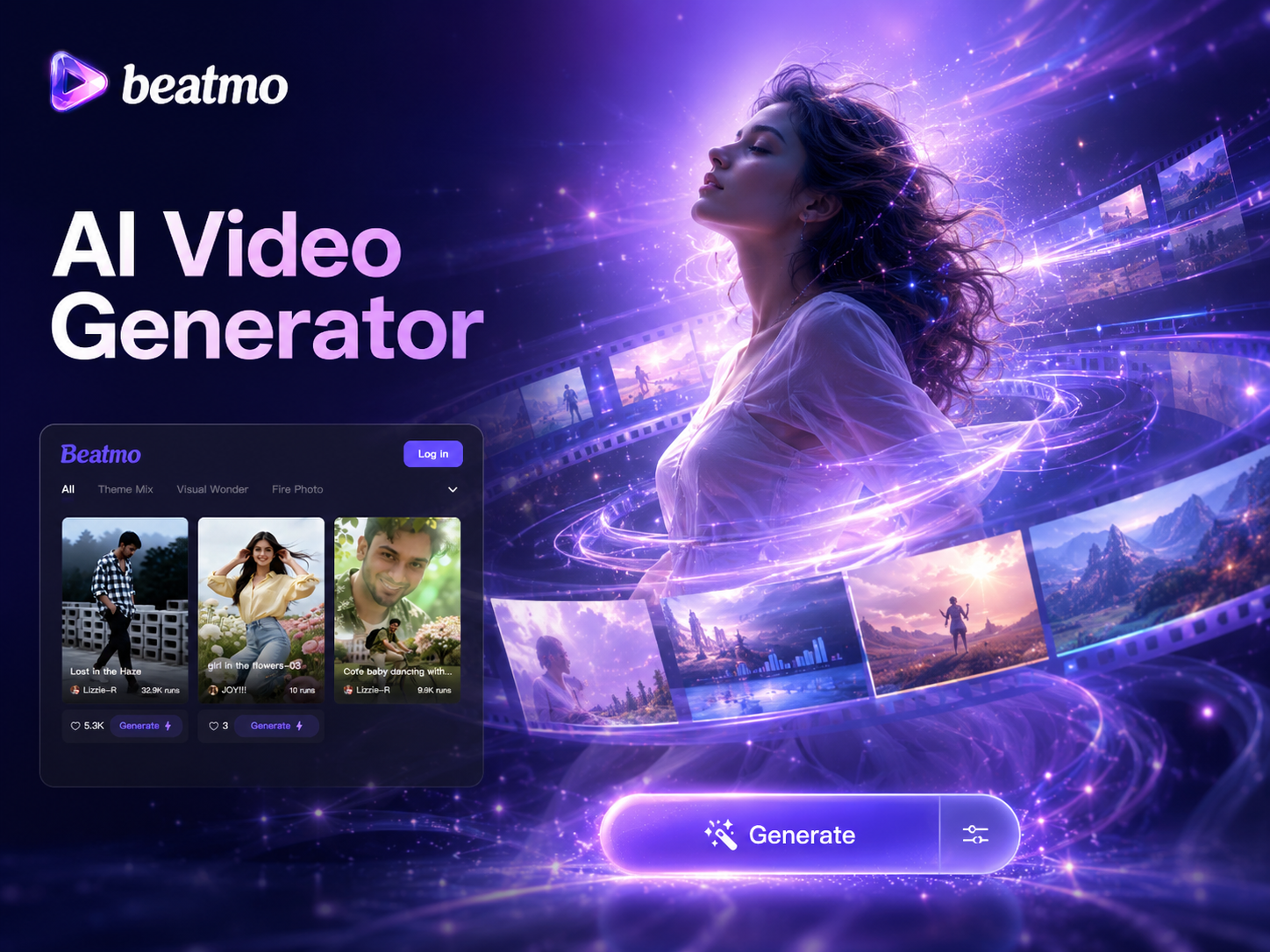 AI video generator transforming text into cinematic footage