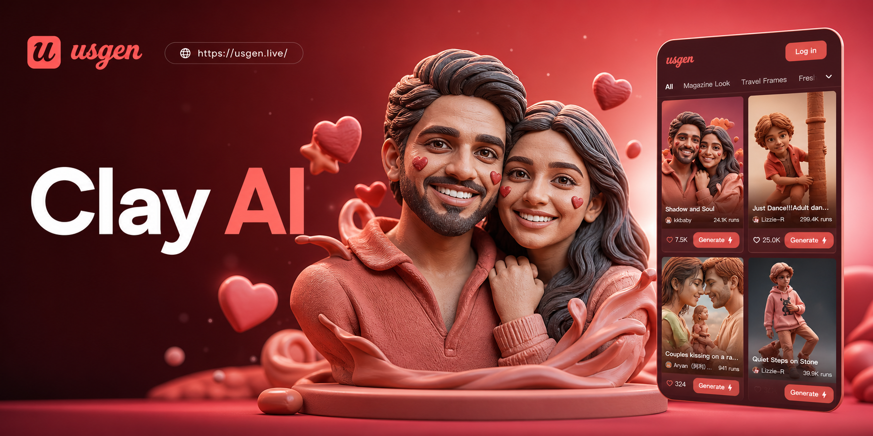 Usgen AI 3D Clay Generator – Bring Cute Clay Characters to Life