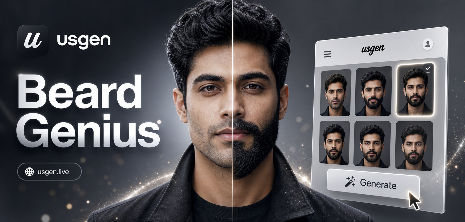 AI Beard Generator before and after transformation