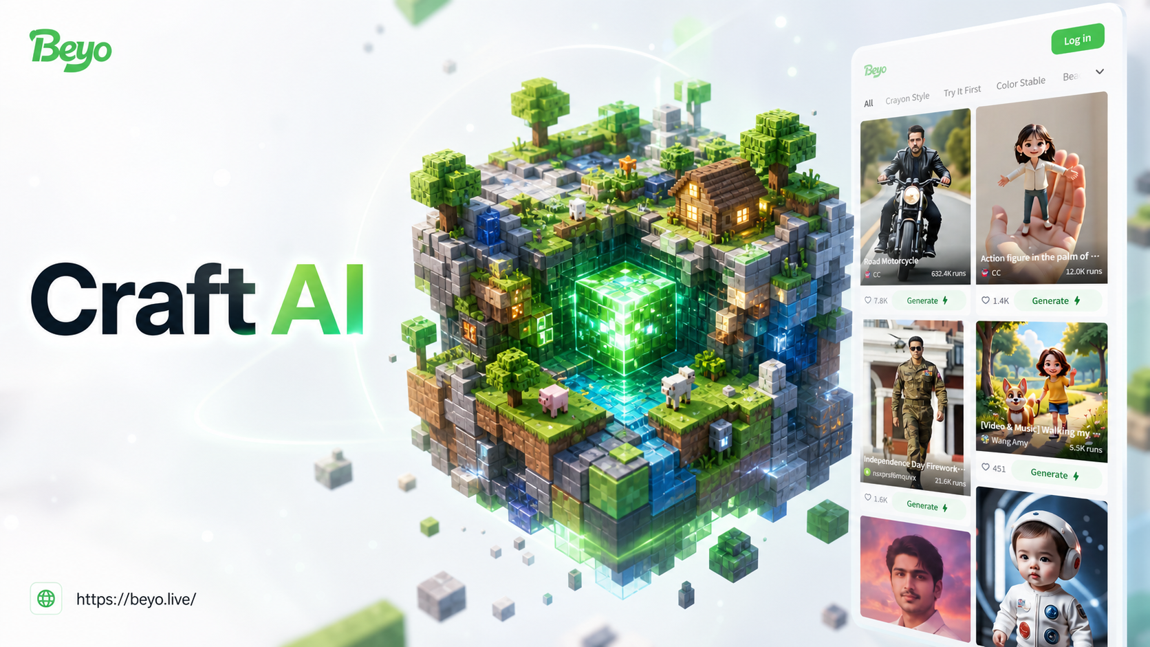 AI Minecraft style transformation example from photo to blocky art