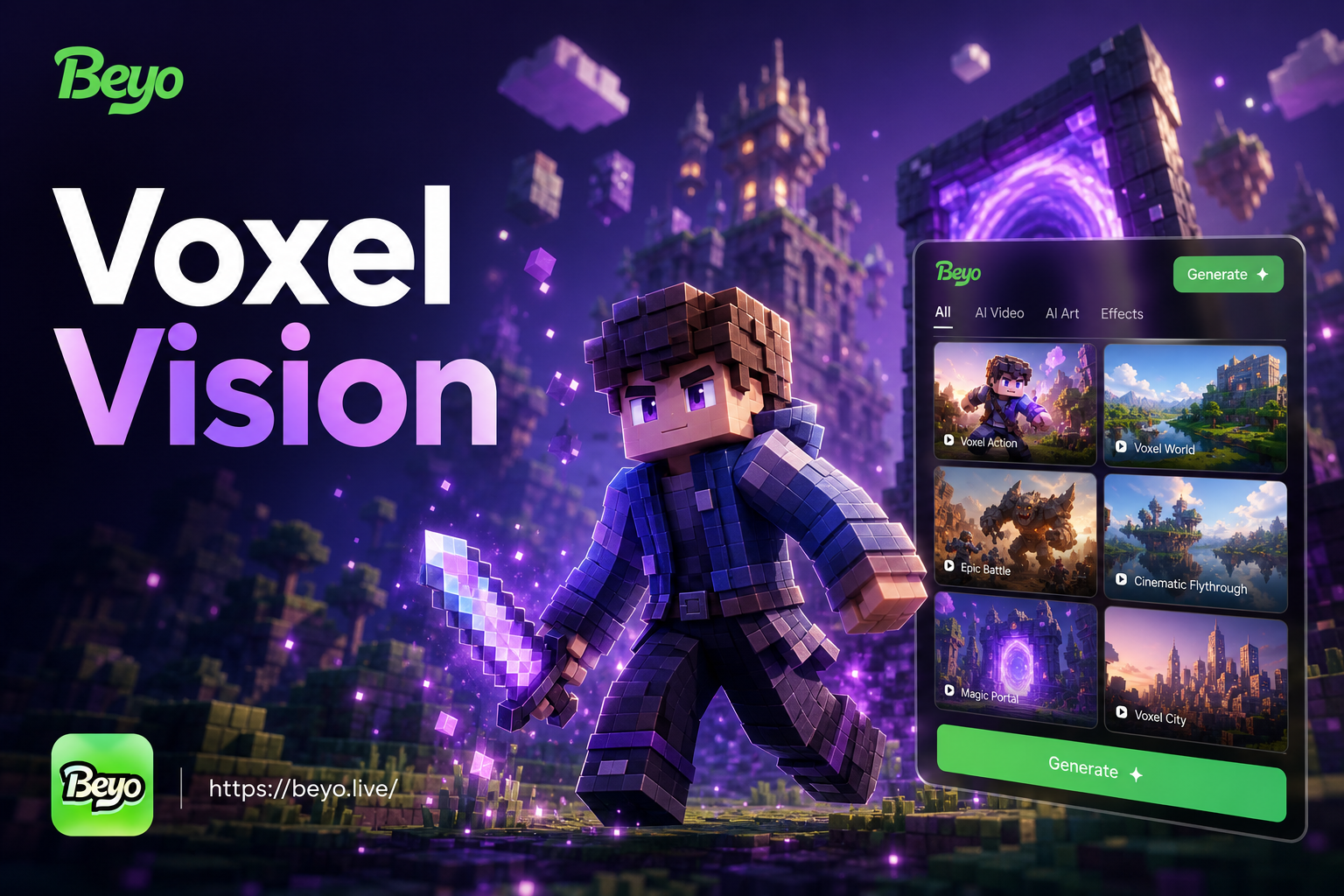 AI Minecraft video effect transforming a person into an animated character