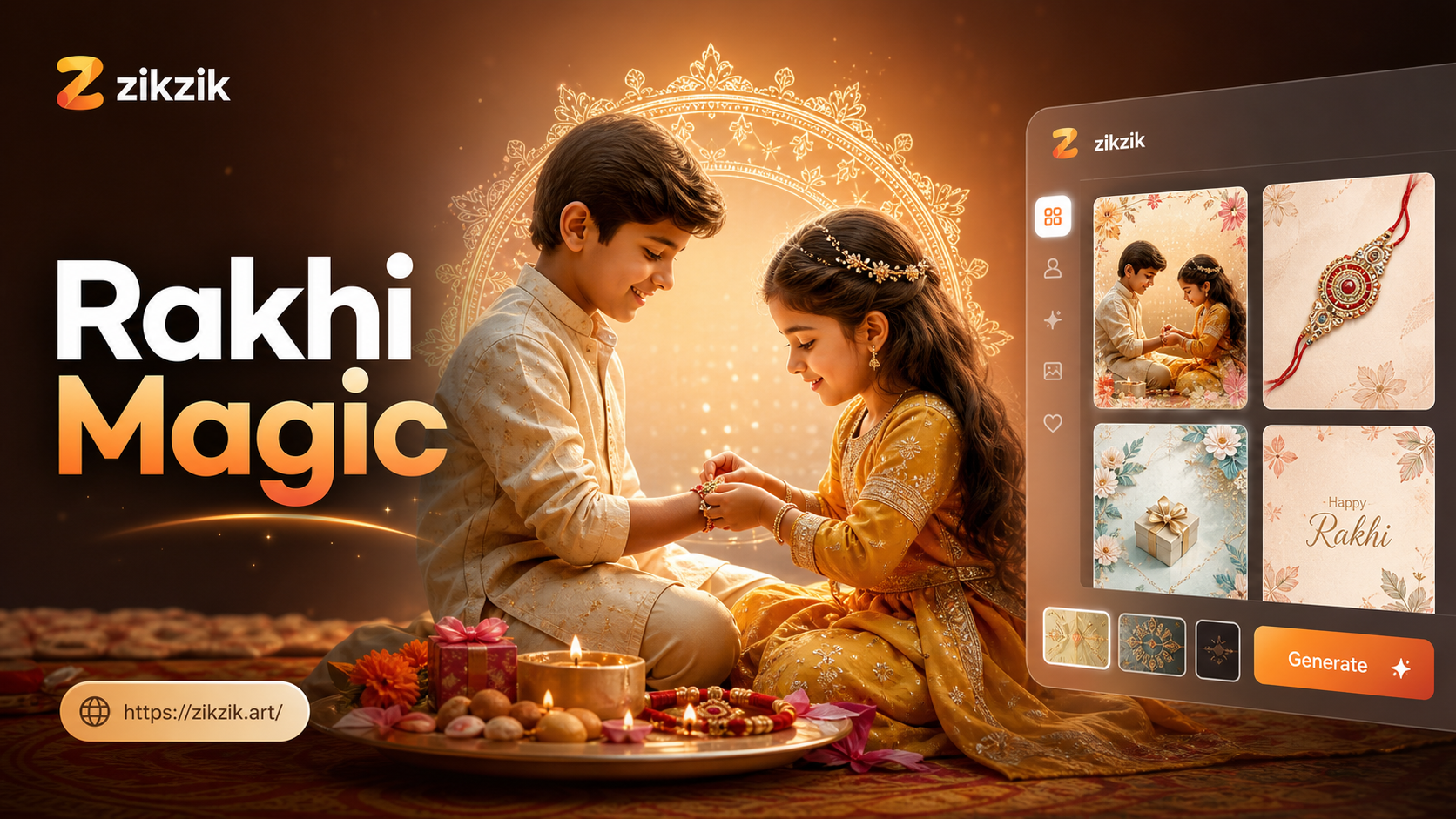 Zikzik: KI Raksha Bandhan Karten-Generator