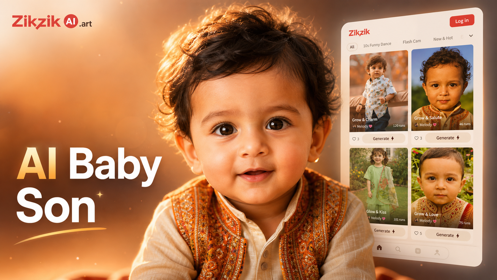 Zikzik AI Baby Son Generator - Free Online Adorable Baby Son Image Maker