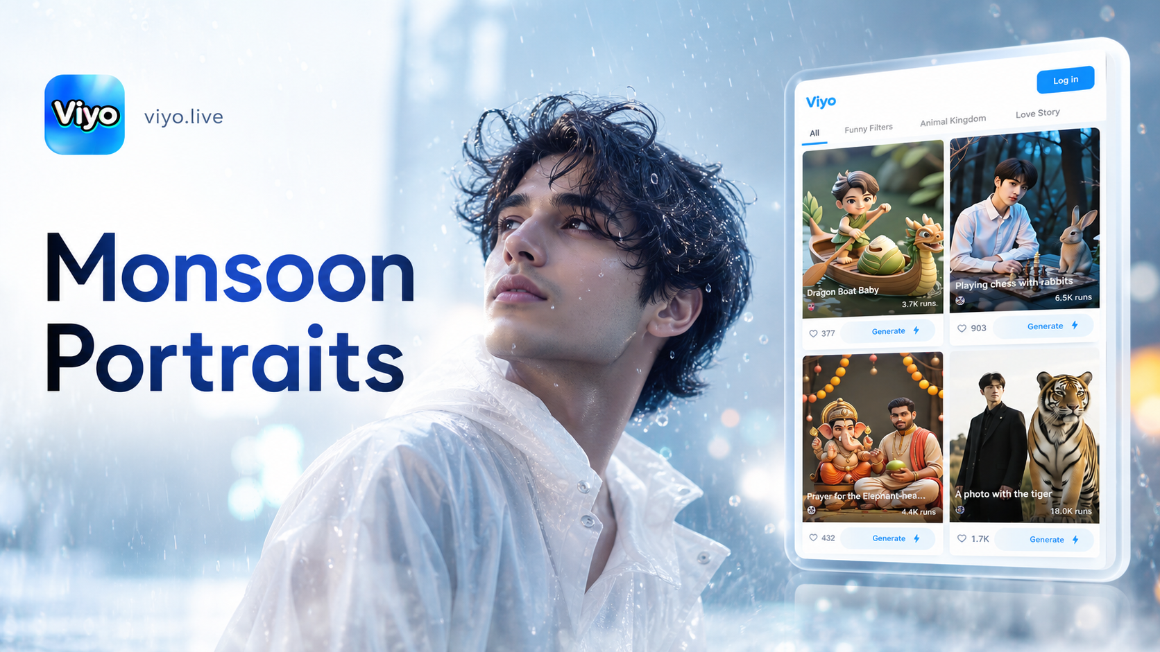 AI monsoon portrait with rain effects and dramatic lighting