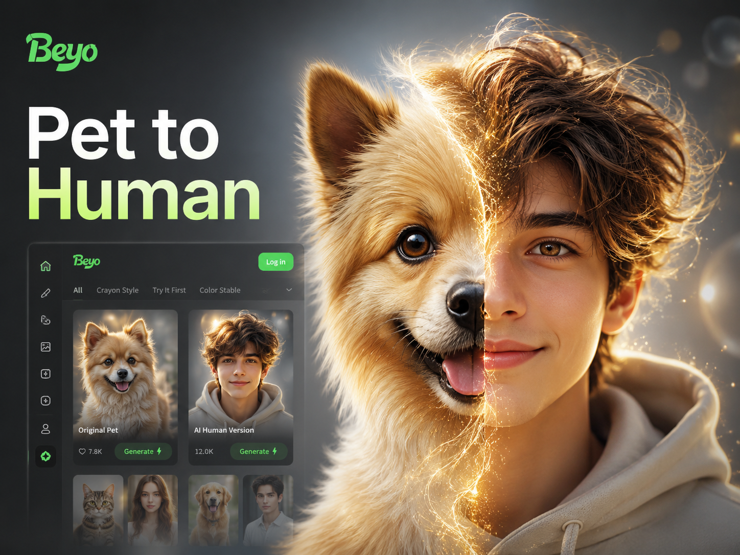 AI generated human version of a golden retriever as a friendly character
