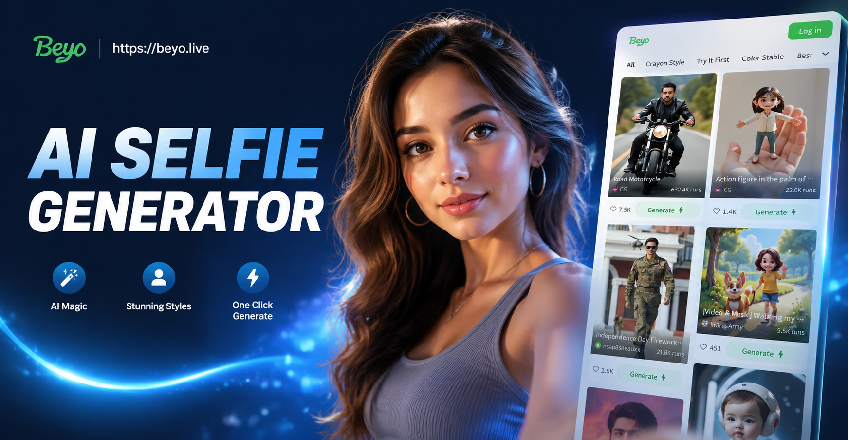 AI Selfie Generator before and after transformation
