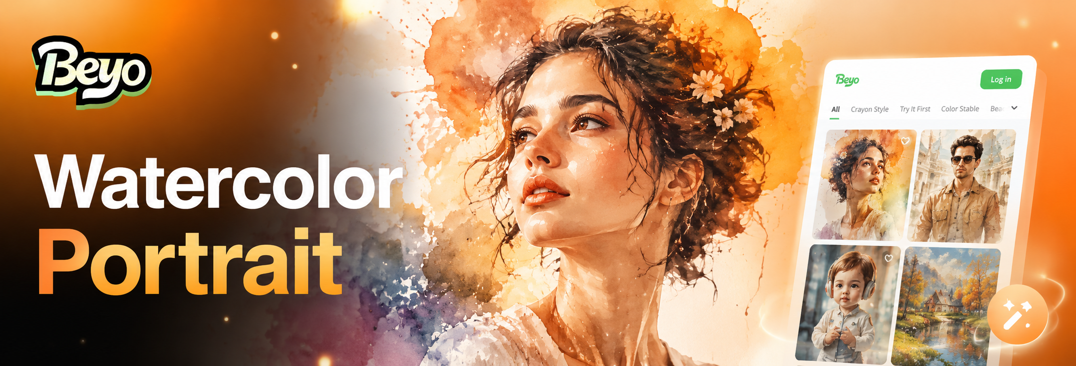 AI watercolor portrait effect before and after transformation