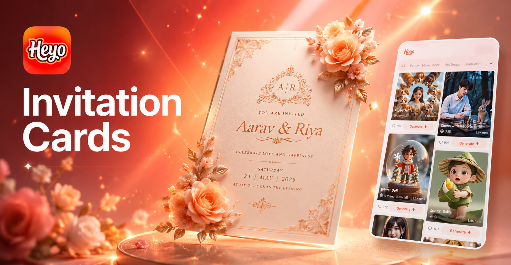 AI designed wedding invitation card example