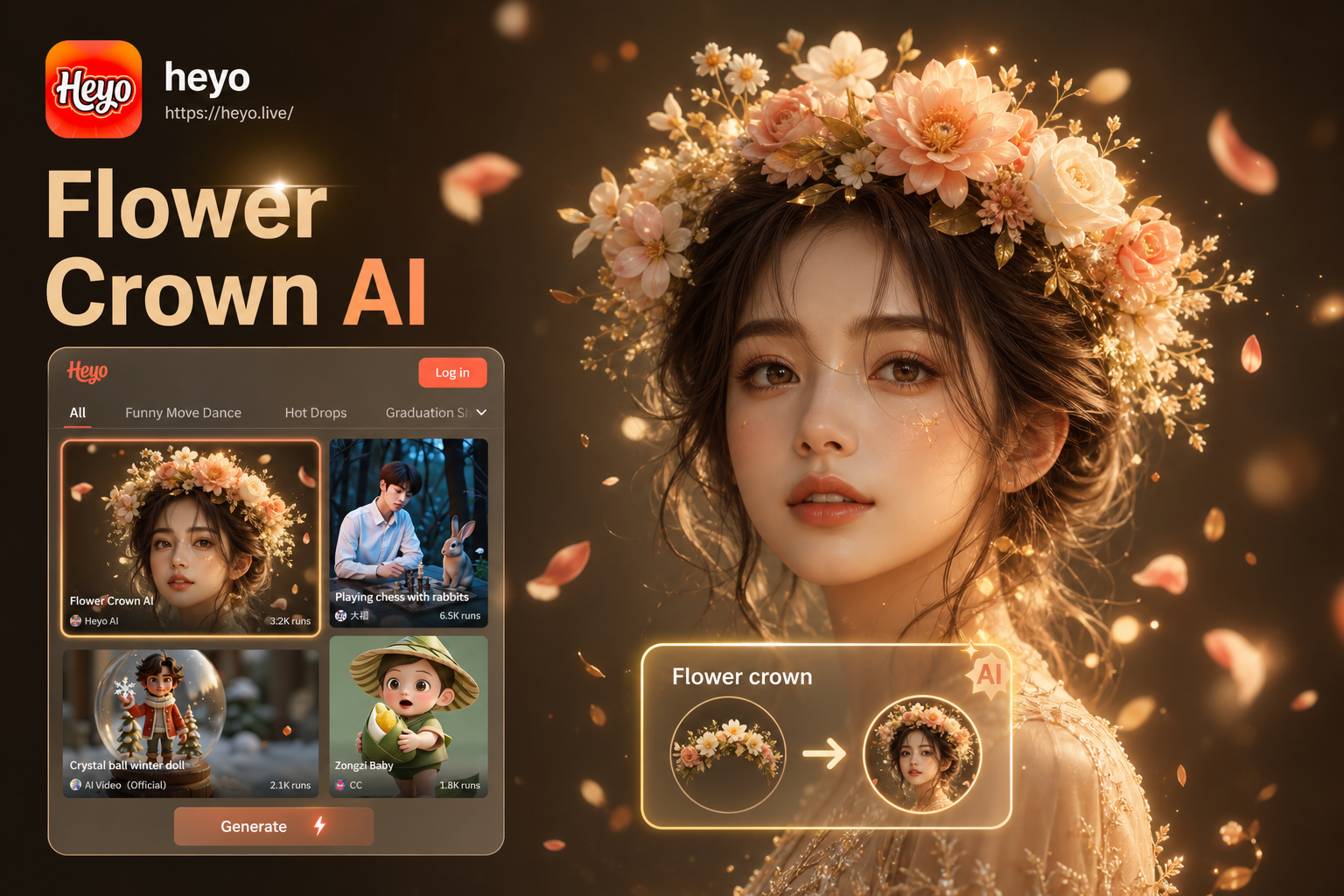 AI generated photo with a beautiful flower crown