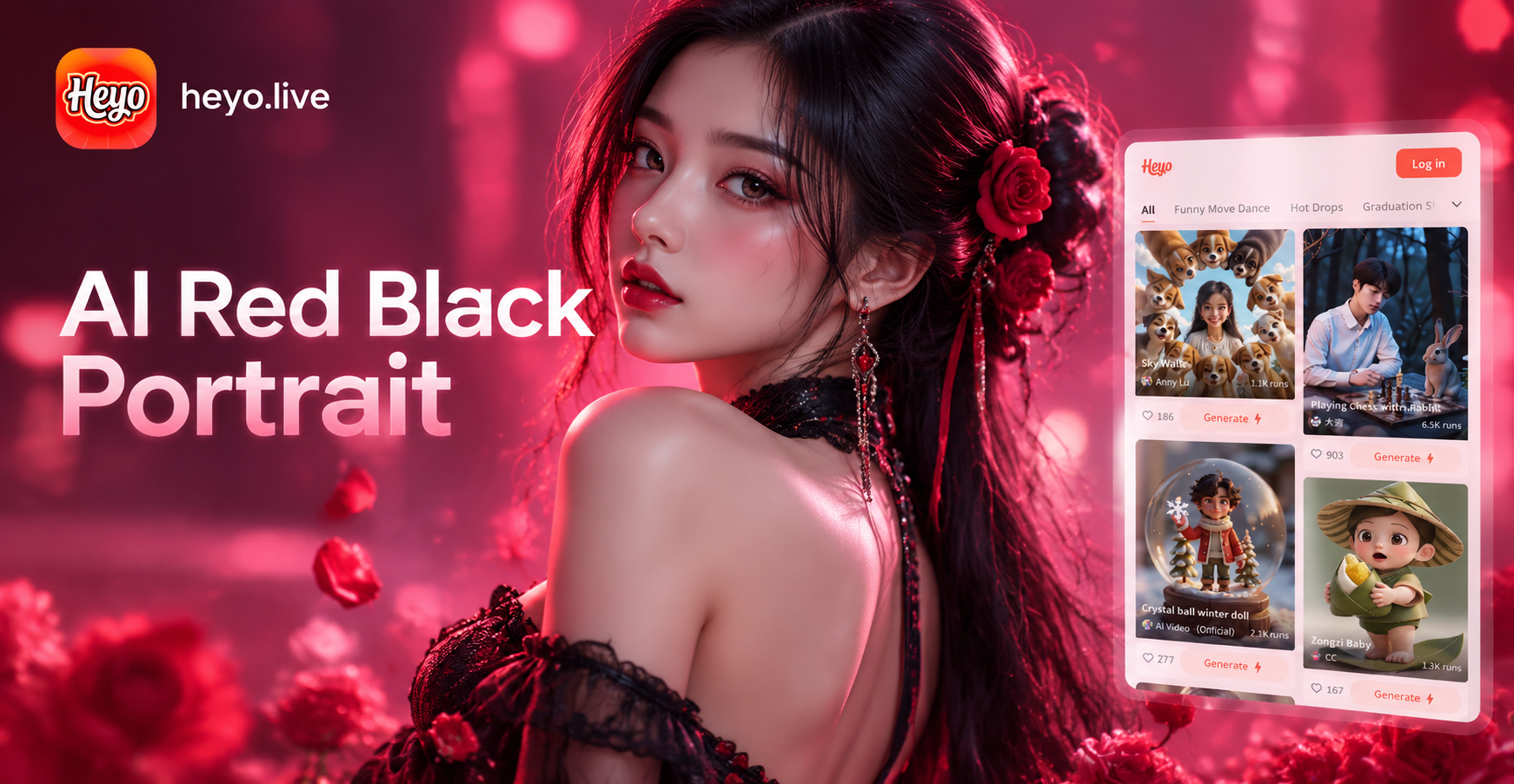 AI Red Black Portrait