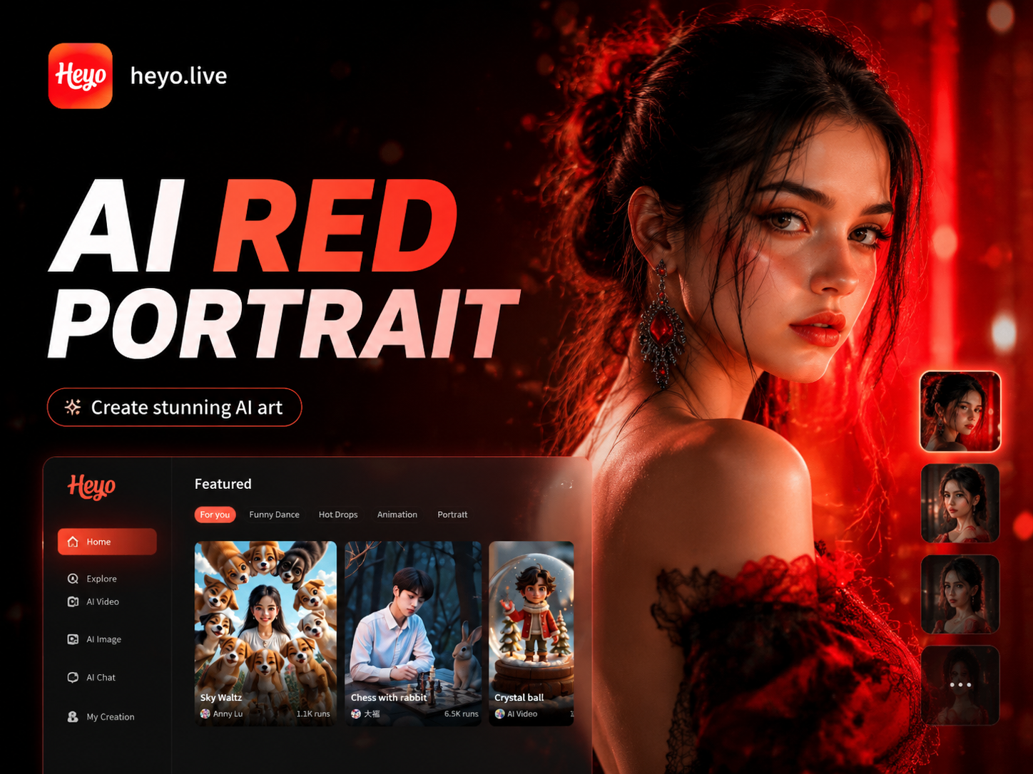 AI red and black portrait transformation example