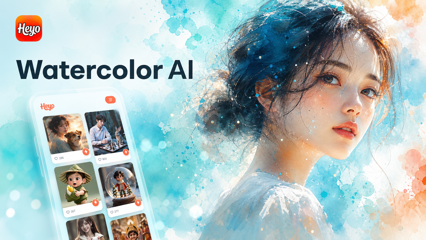 AI watercolor portrait effect transformation example