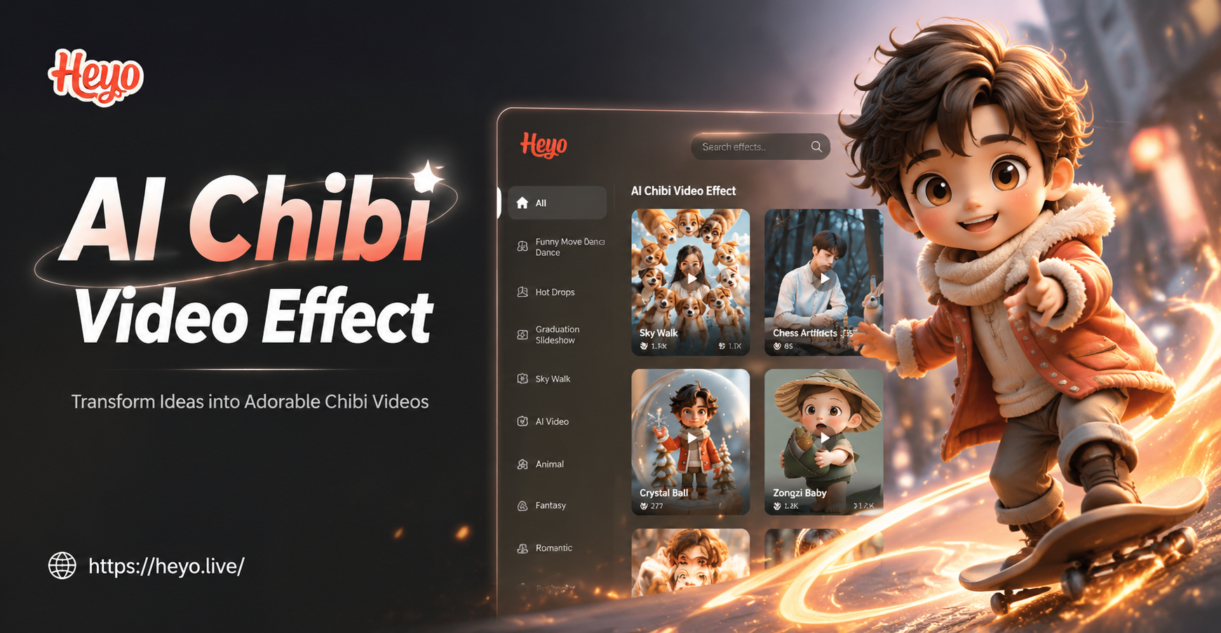 AI chibi cartoon video effect transformation example