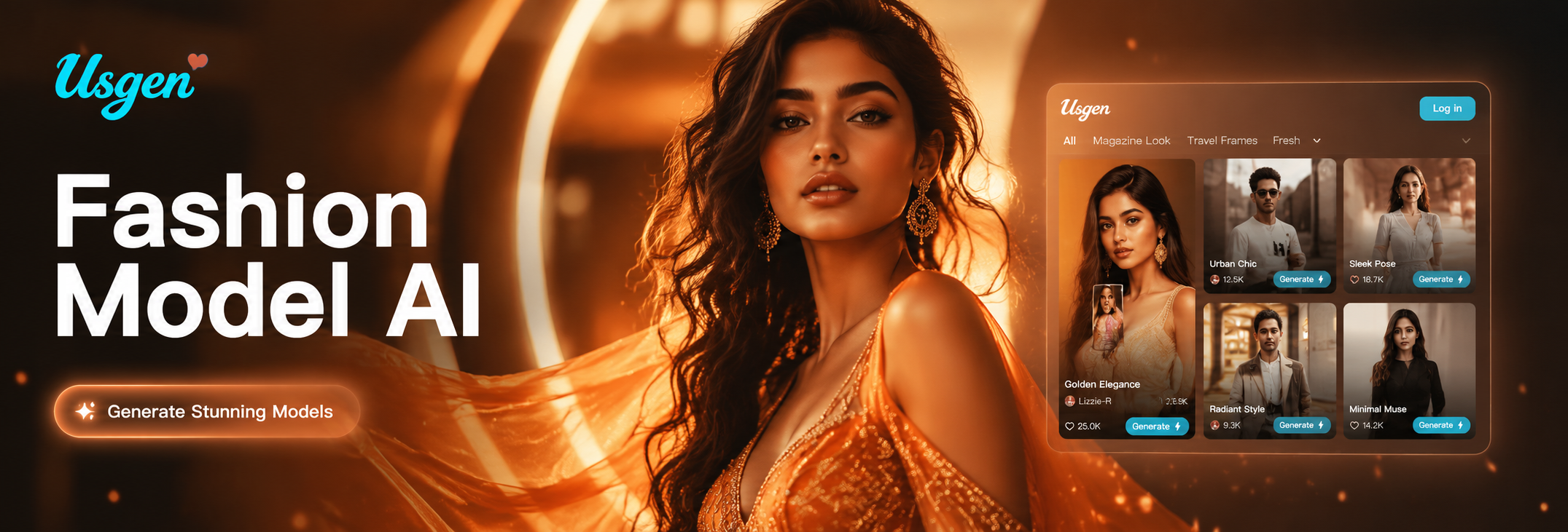 AI generated fashion model portfolio showcasing diverse poses and styles