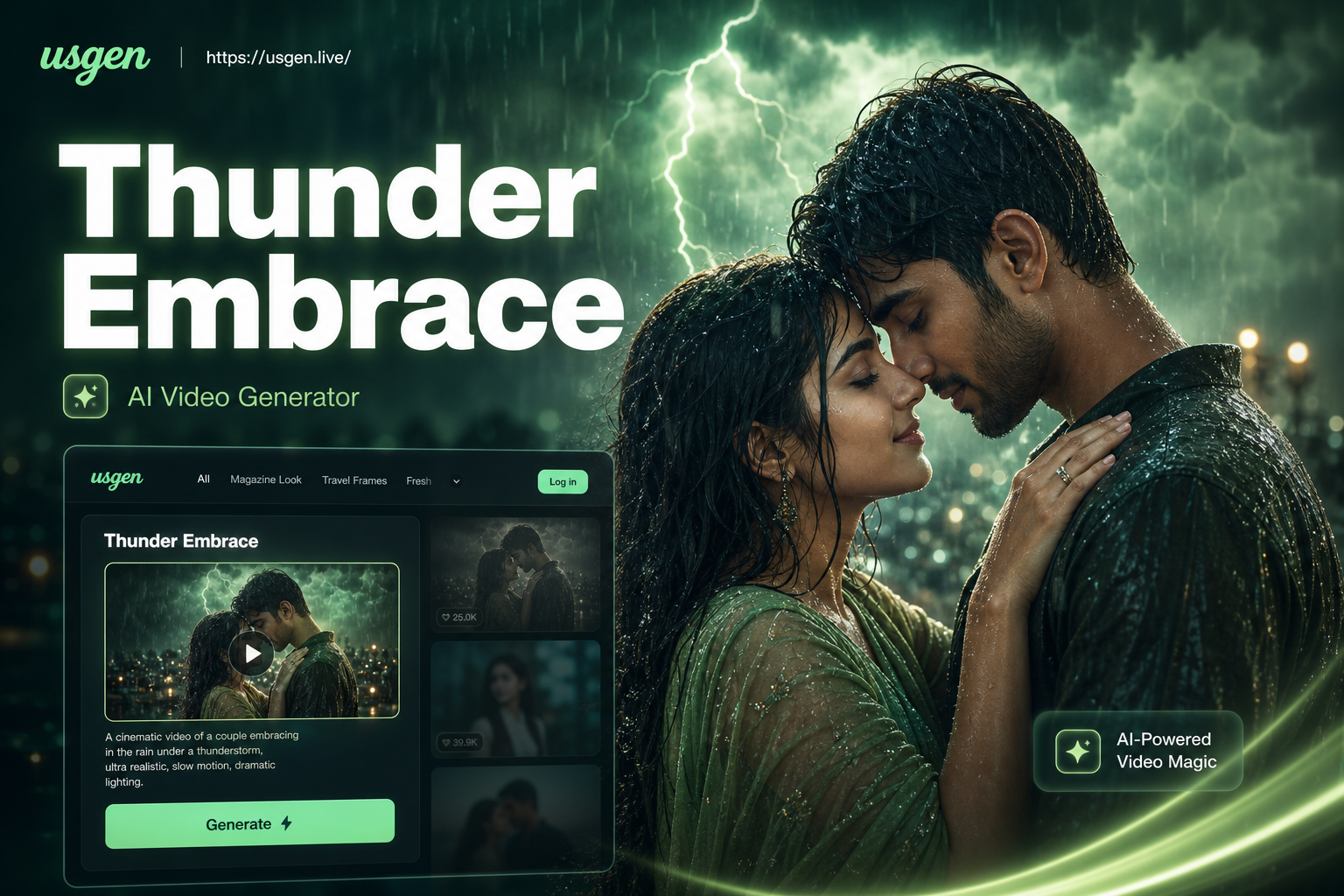 AI thunderstorm embrace video generator transforming a portrait