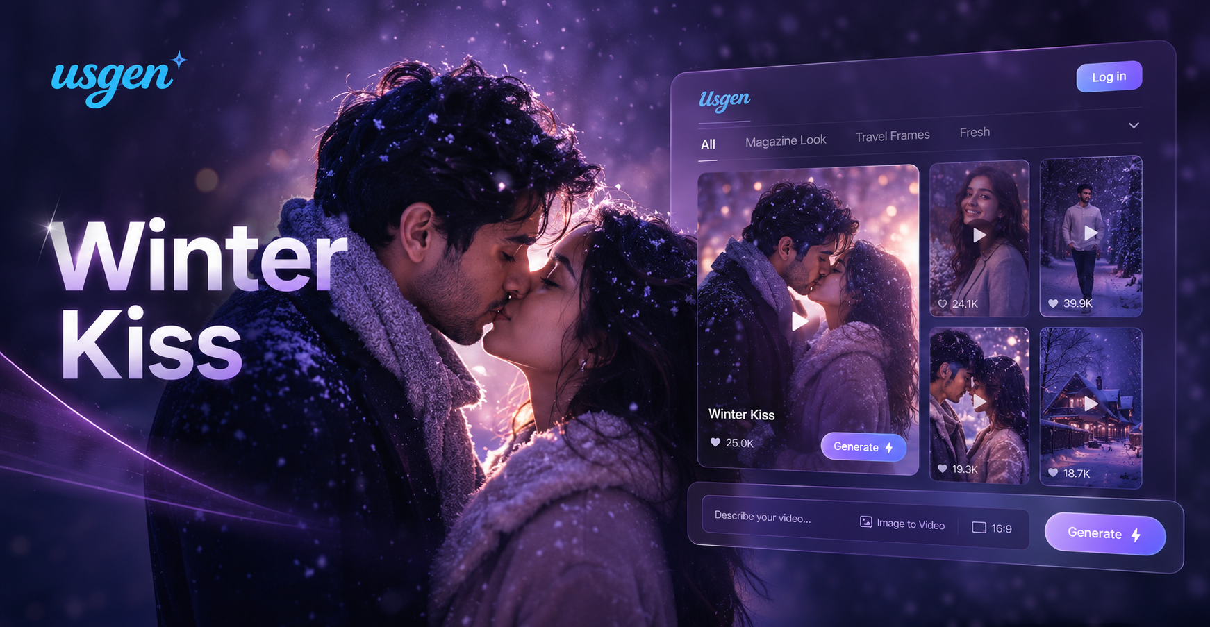 winter kiss video generator