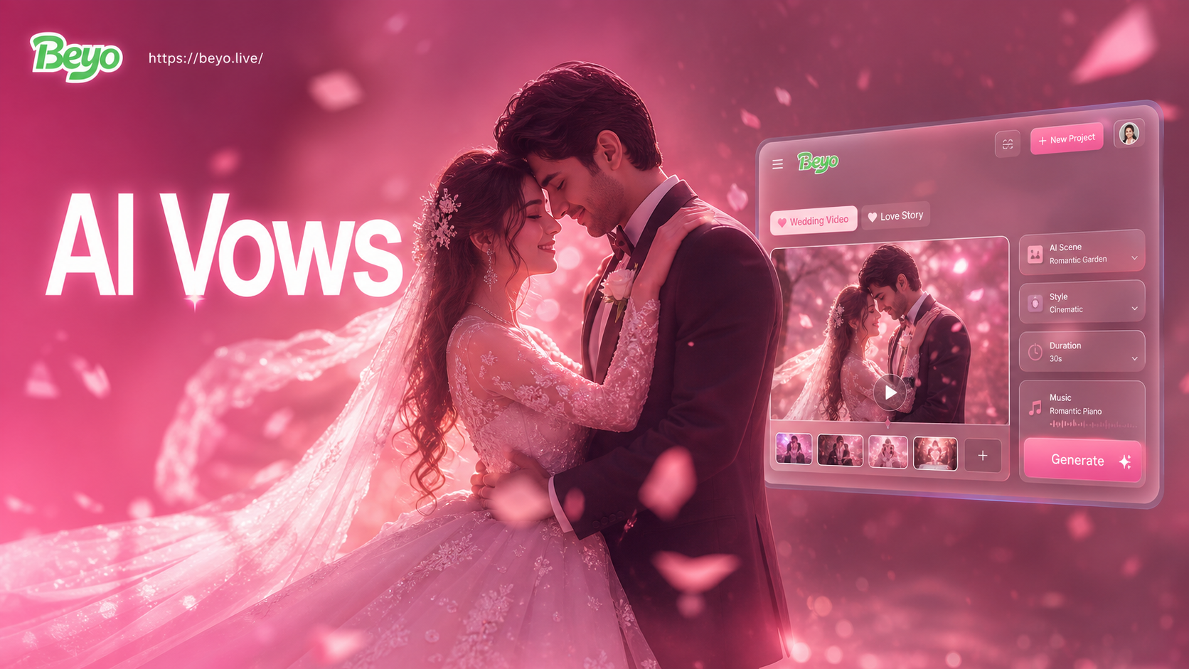 AI generated wedding video cinematic scene