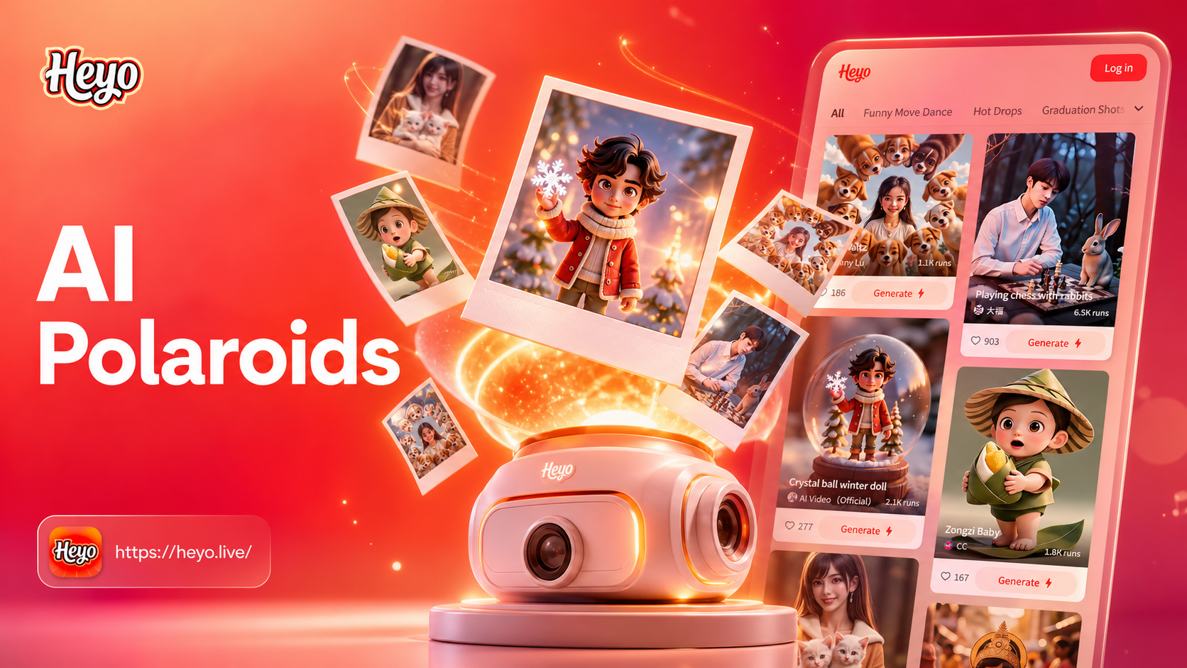 Heyo AI Polaroid Generator - Turn Photos into Vintage Polaroid Pictures