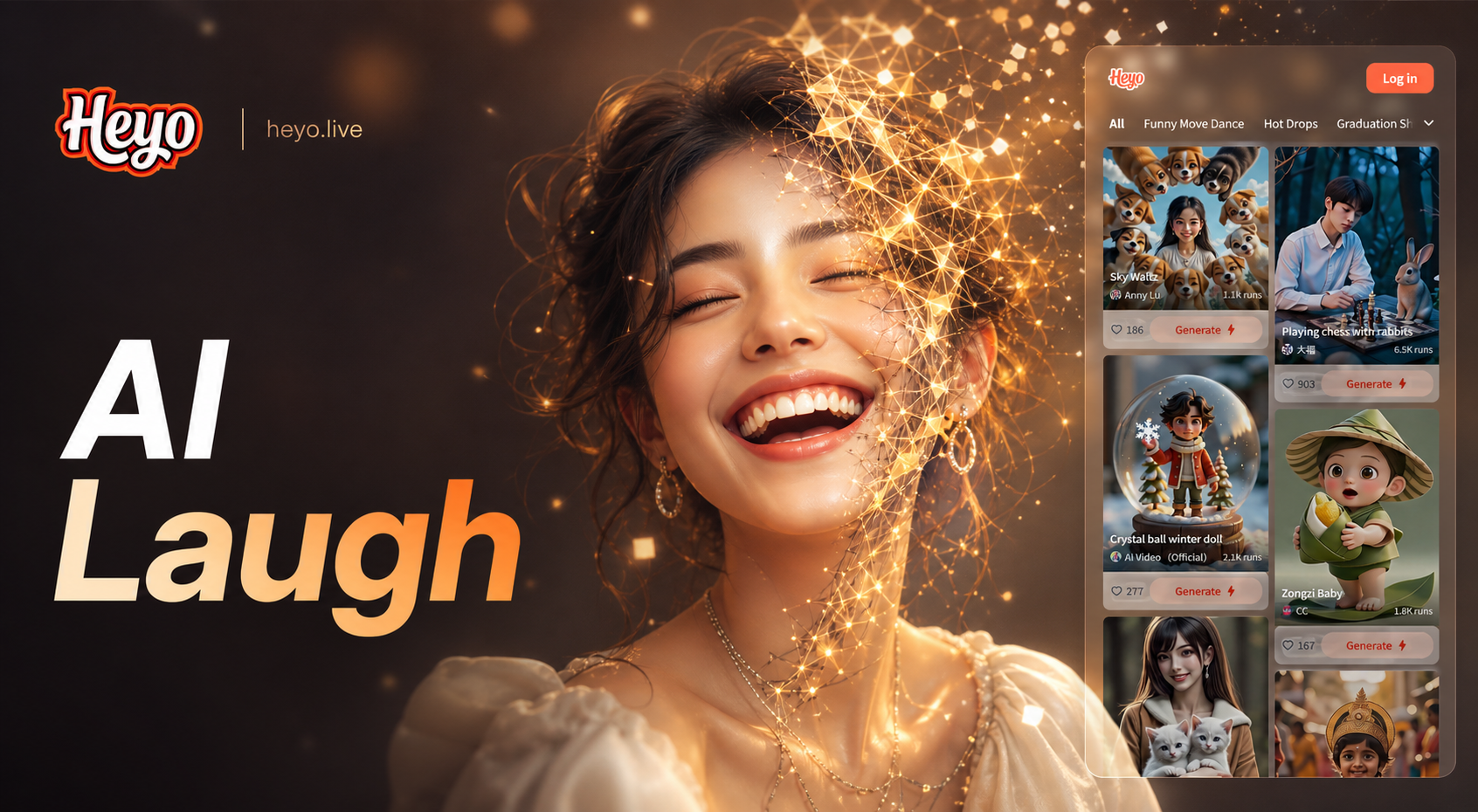AI laughing face effect before and after transformation