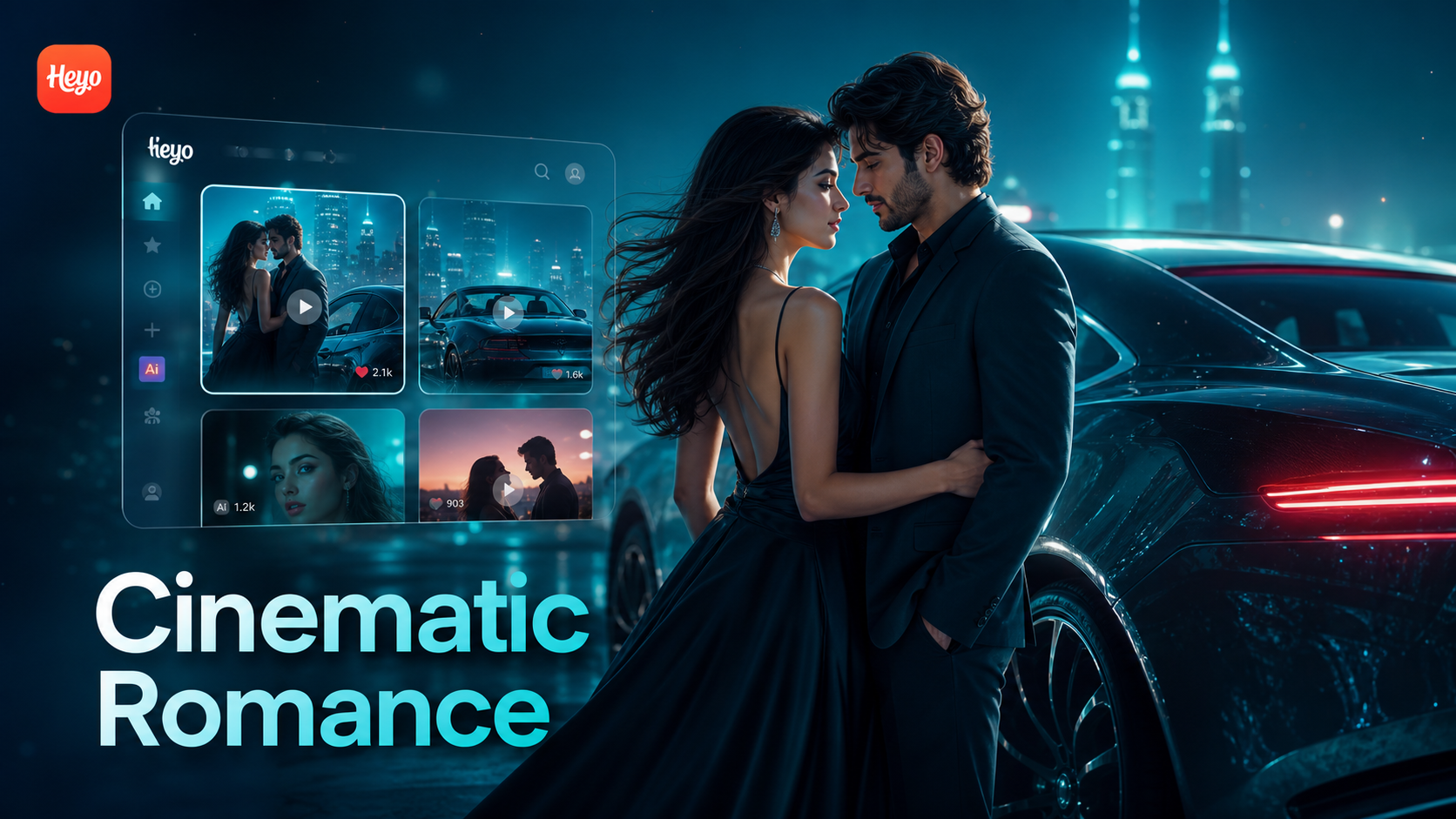 Cinematic car kiss AI video example