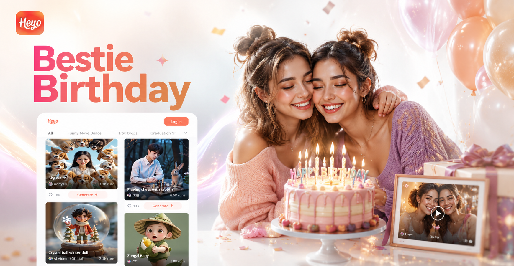 Heyo AI Birthday Video Generator For Best Friend: Personalized Funny & Sweet Videos