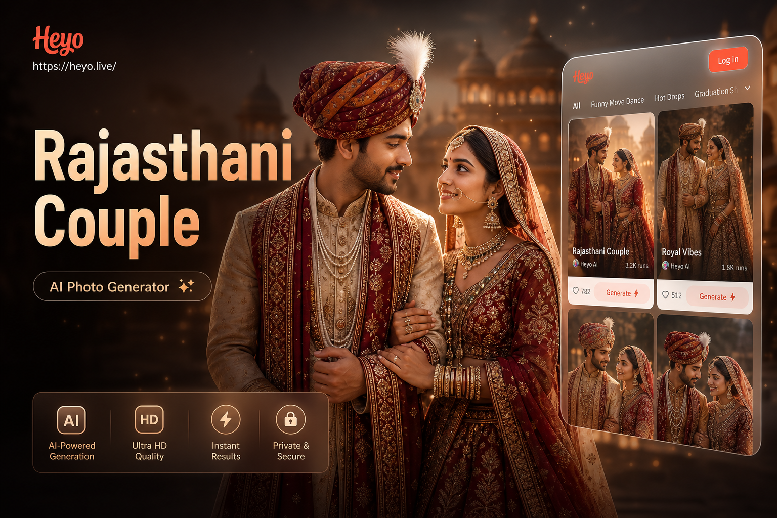 AI generated Rajasthani couple in traditional attire