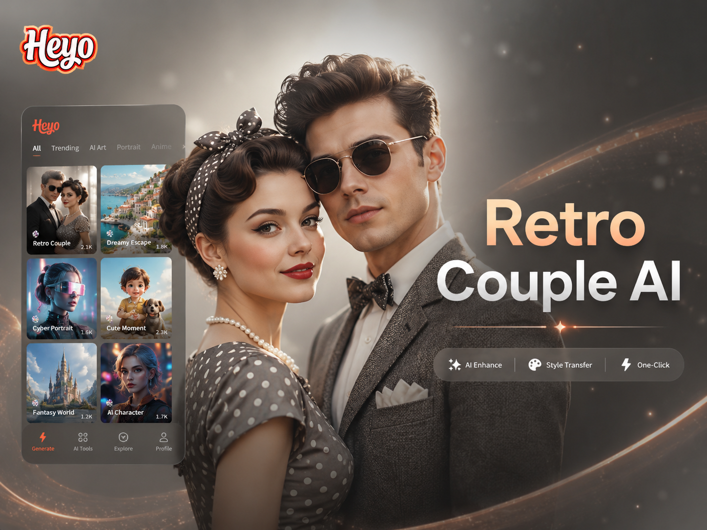 AI Retro Couple Photo example 1
