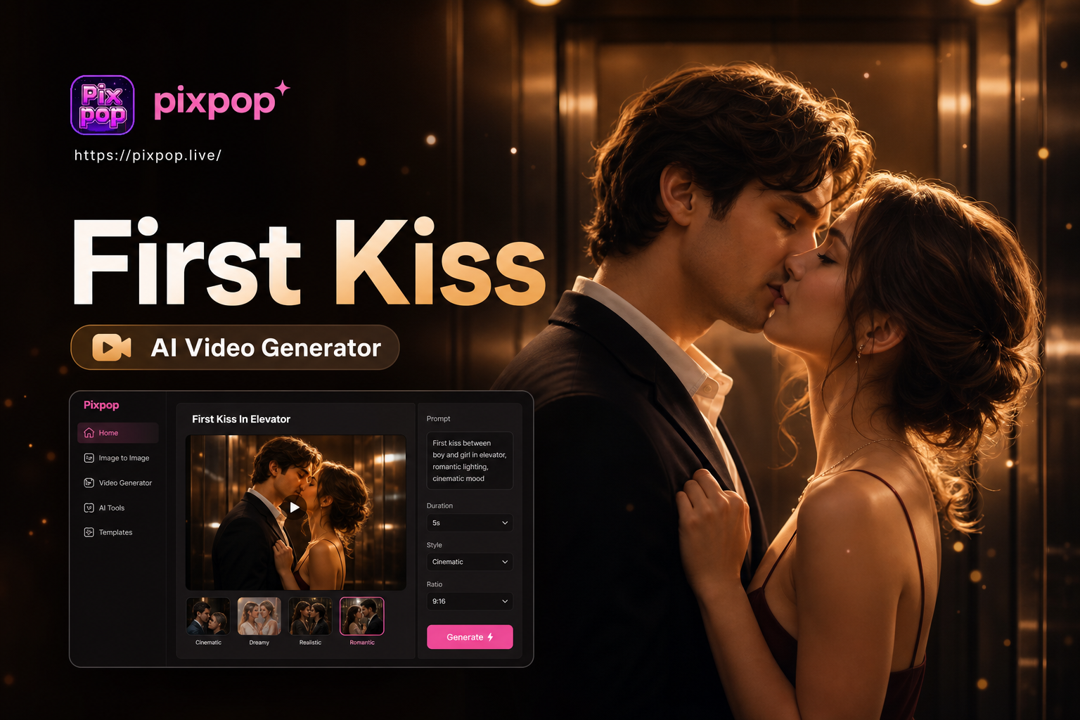 Create Your First Kiss in an Elevator Video with AI