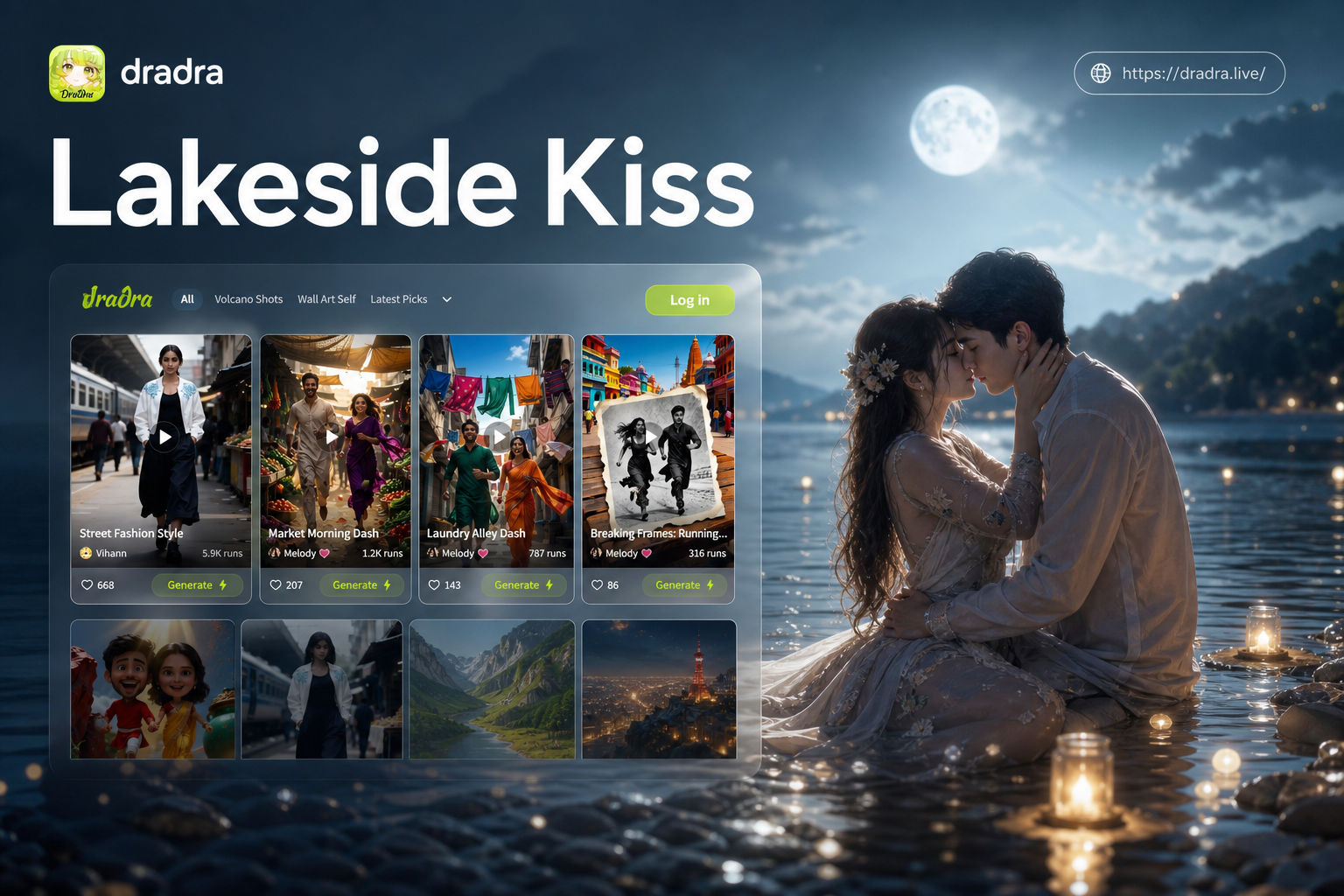 Create Cinematic Lakeside Kiss Videos with AI