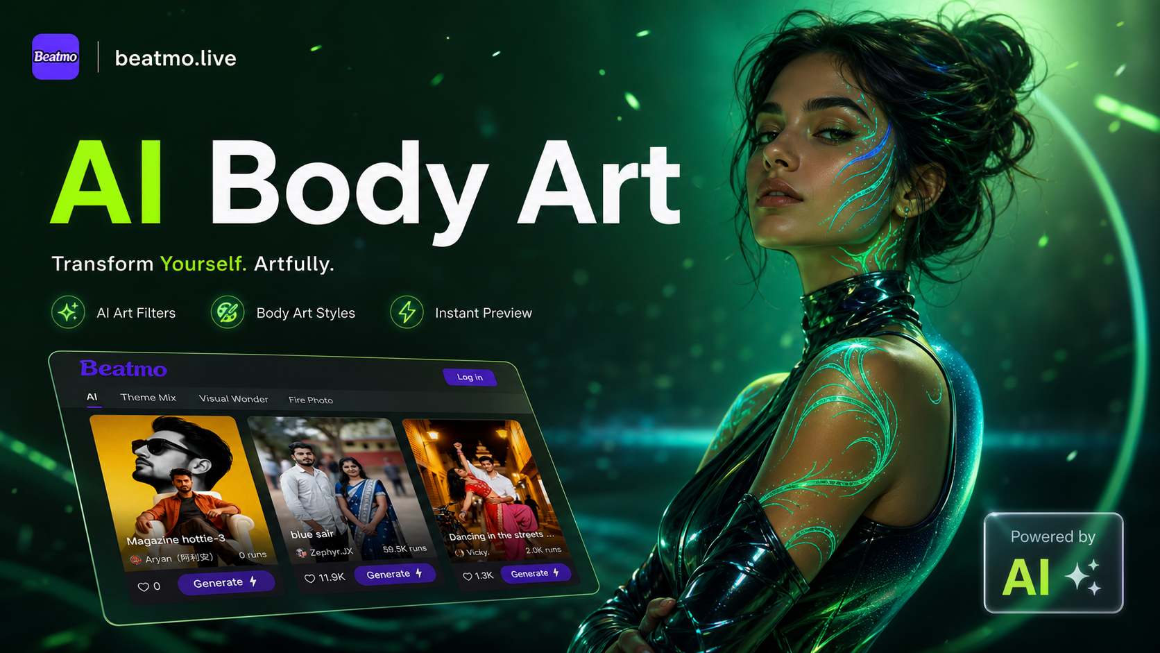 Crie Arte de Corpo de Biquíni Impressionante com Filtros IA Instantâneos