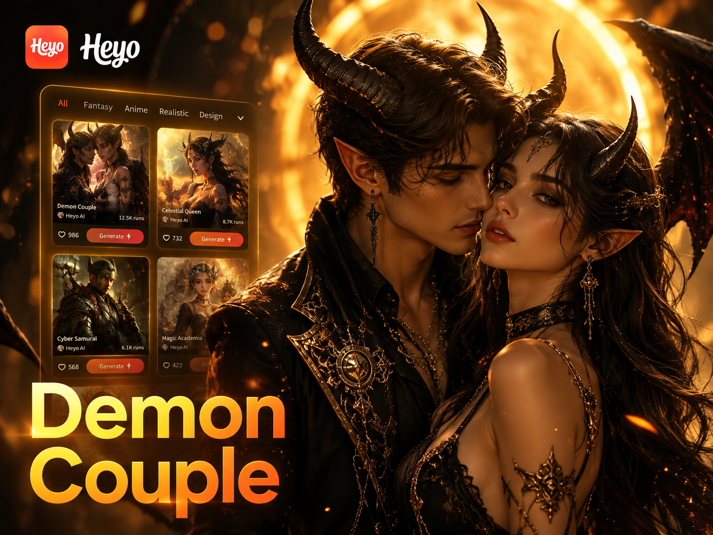Exemplo de retrato gótico de casal demoníaco