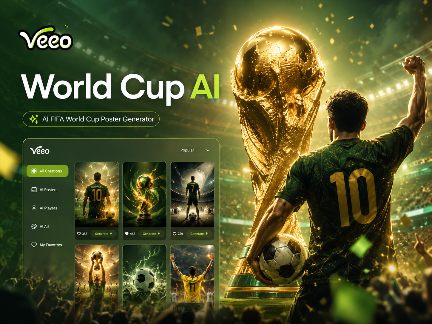 リオネル・メッシをフィーチャーしたFIFAワールドカップAIポスター