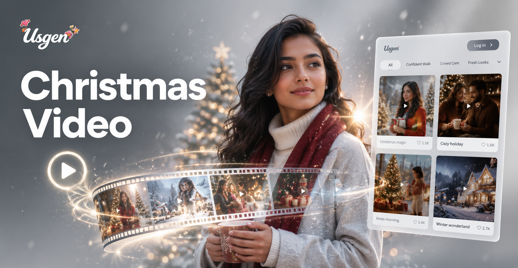 축제 애니메이션이 담긴 AI 크리스마스 영상 예시