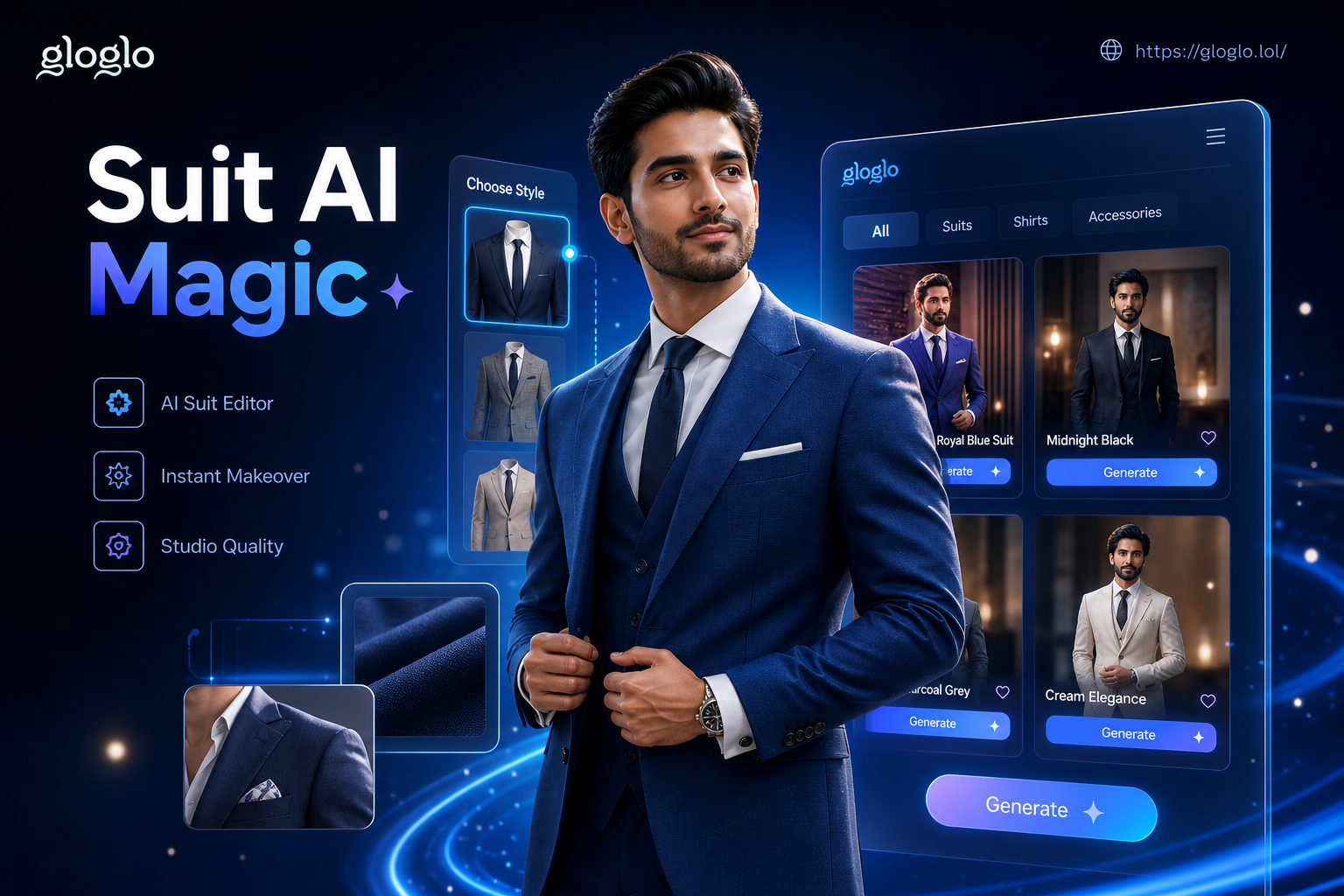 प्रोफेशनल सूट फोटो एडिटर: AI वार्डरोब ट्रांसफॉर्मेशन