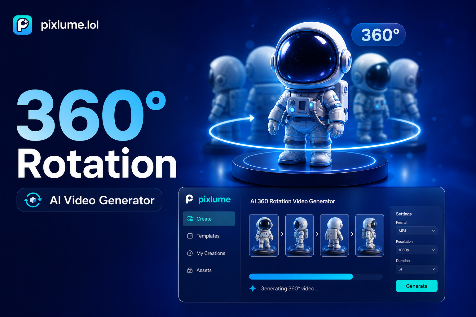 Contoh video rotasi 360 derajat dengan AI