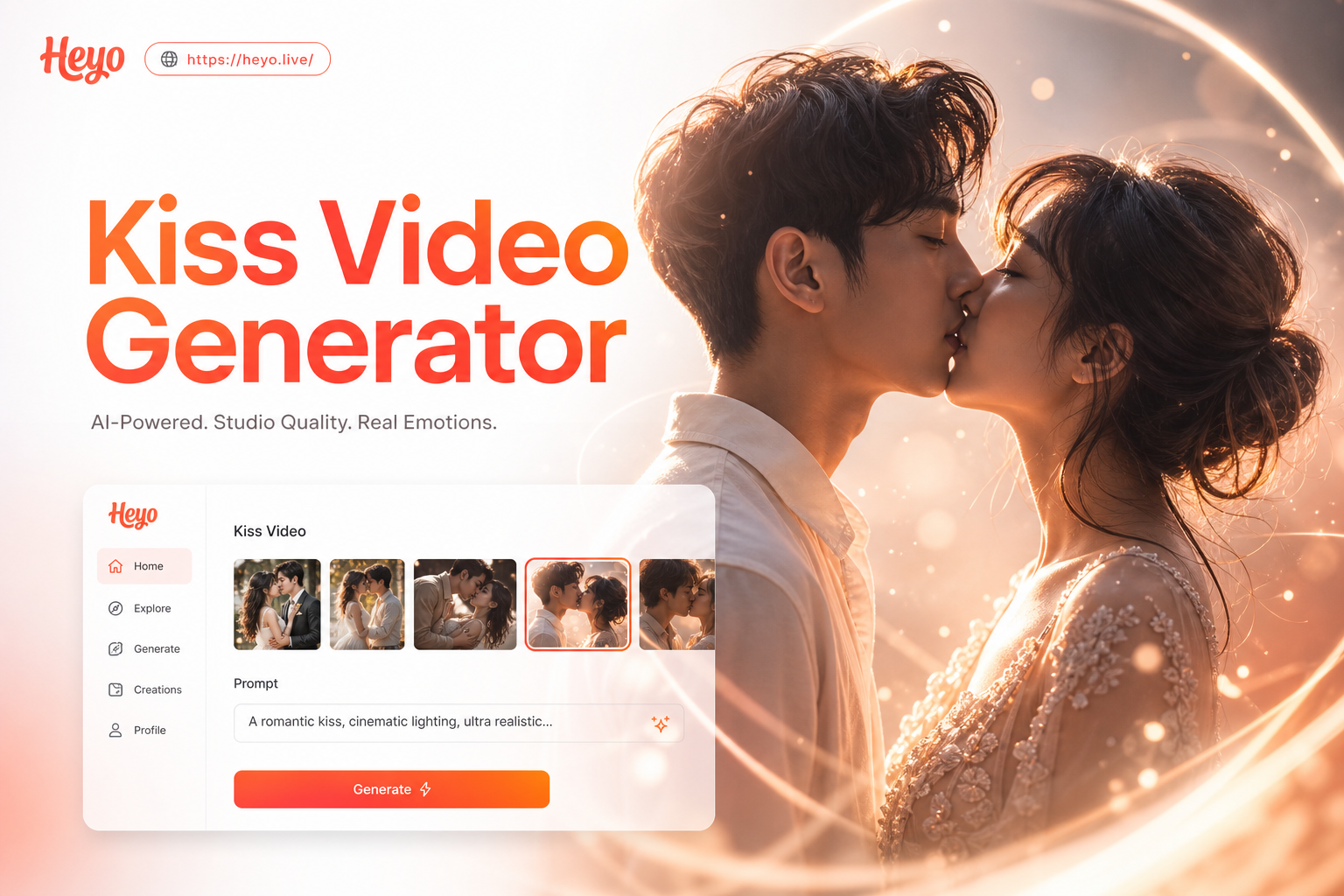 AI studio portrait kiss video generation