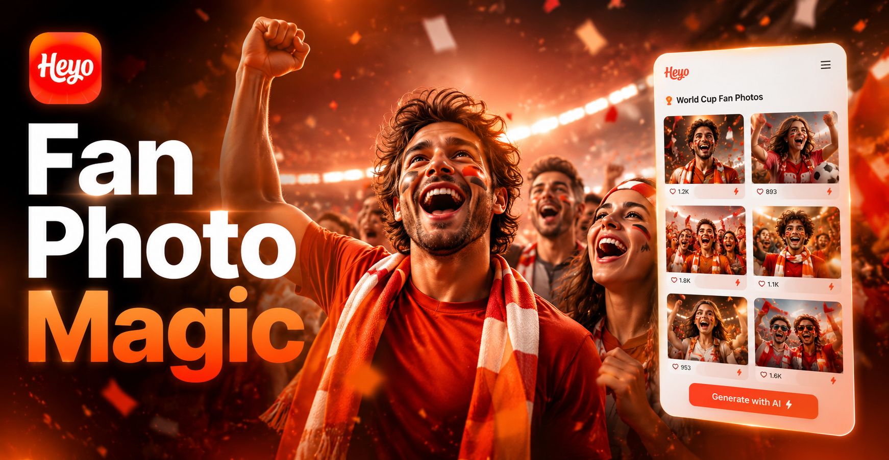 AI generated World Cup fan photo with face paint and team jersey