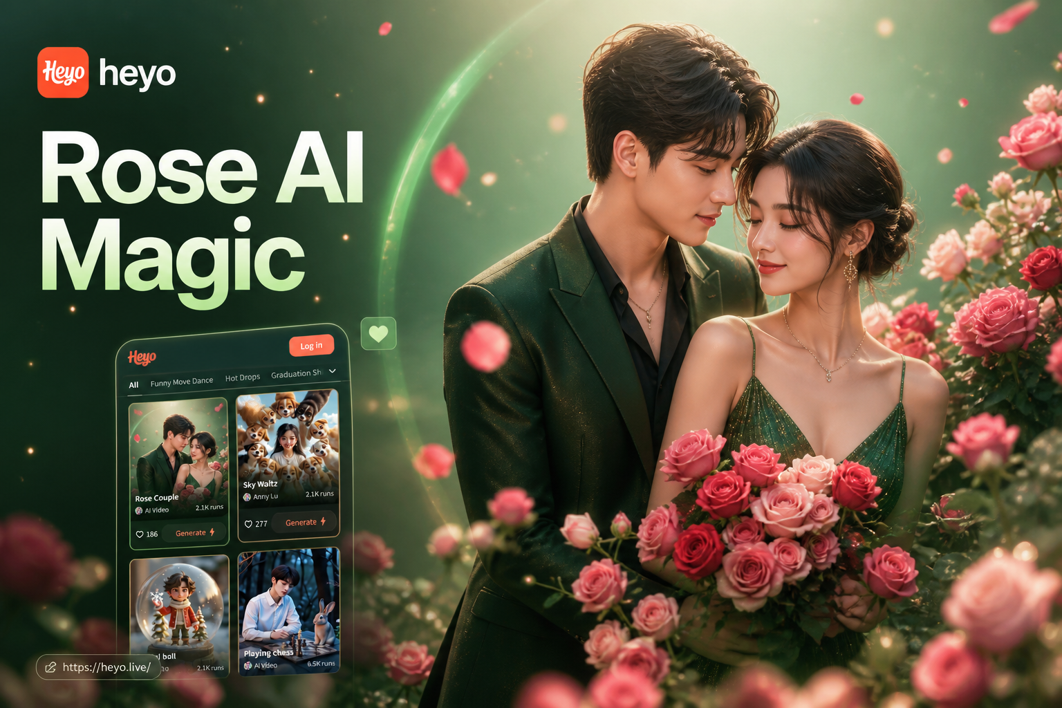 Elegant rose garden couple photoshoot