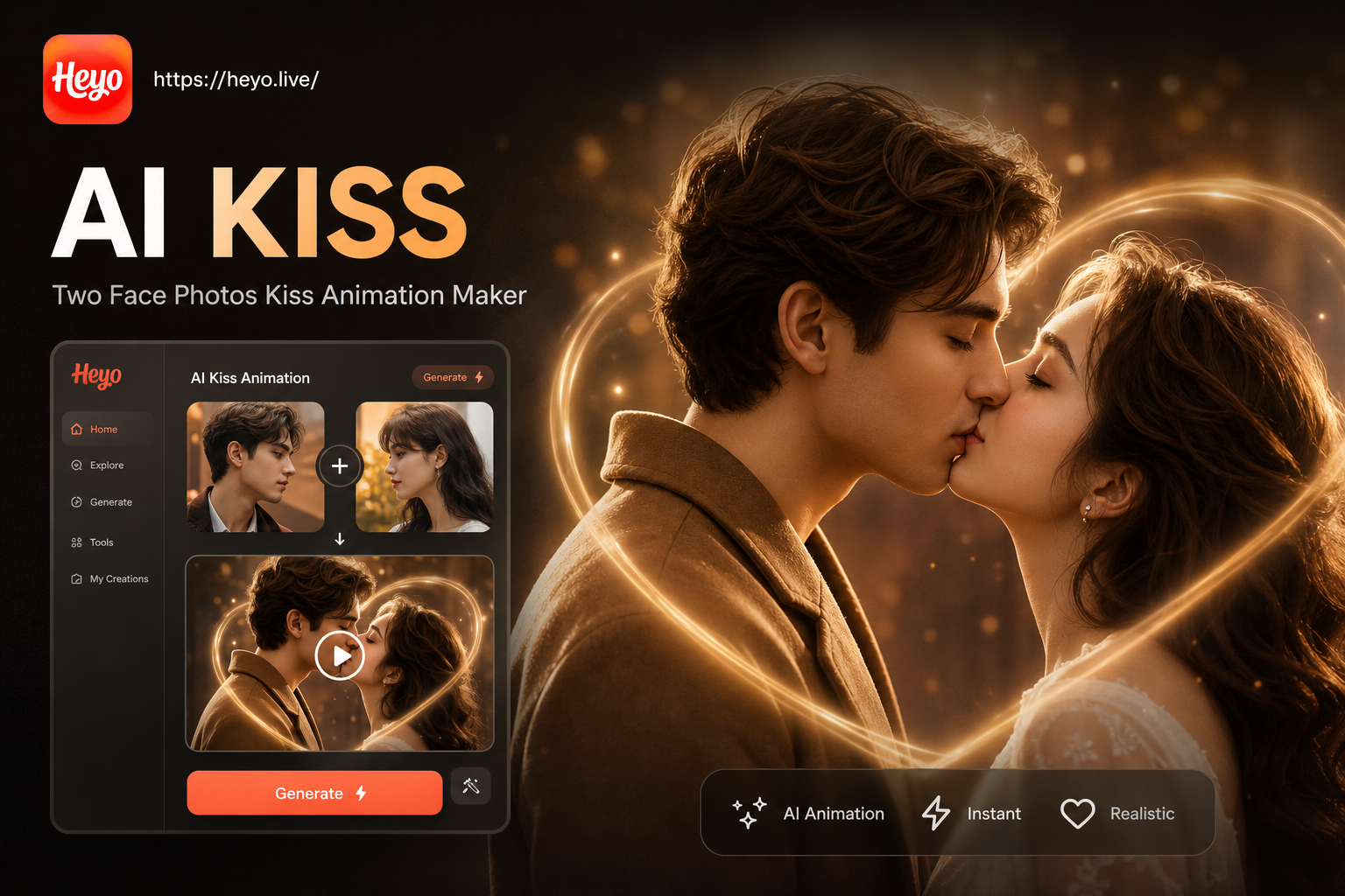 Create Kiss Animations from Two Face Photos