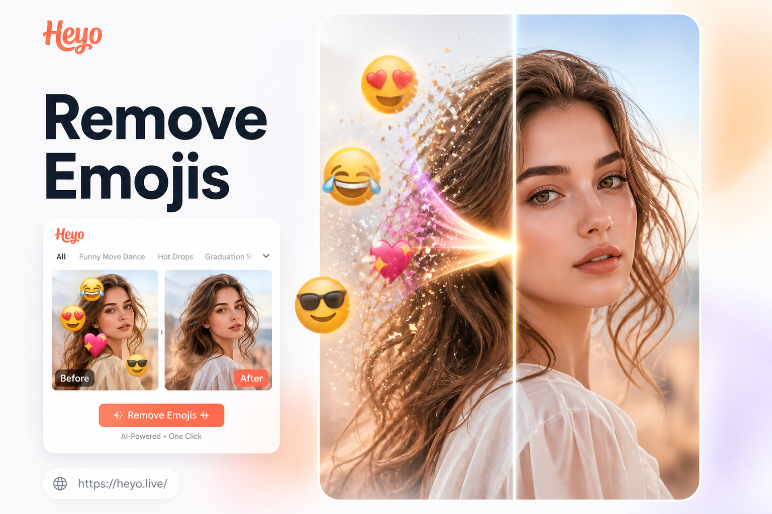 Emoji removal before and after comparison