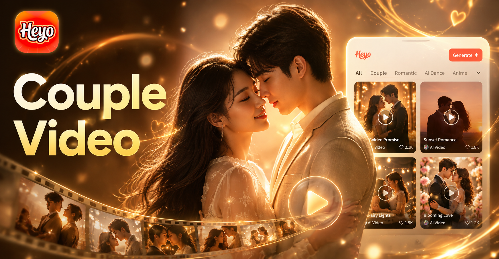AI generated romantic couple video template example